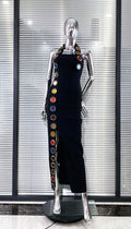 Large Diamond Halter Tight Black Summer Evening Dress