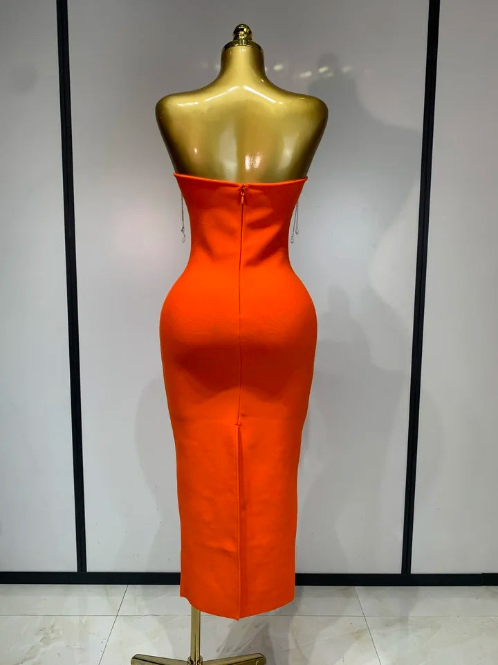 Strapless Crystal Beading Bandage Bodycon Dress