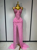Women Sparkly Pink Crystal Dress