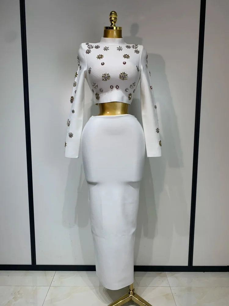 Two Piece Set Sparkly Pearl Diamond