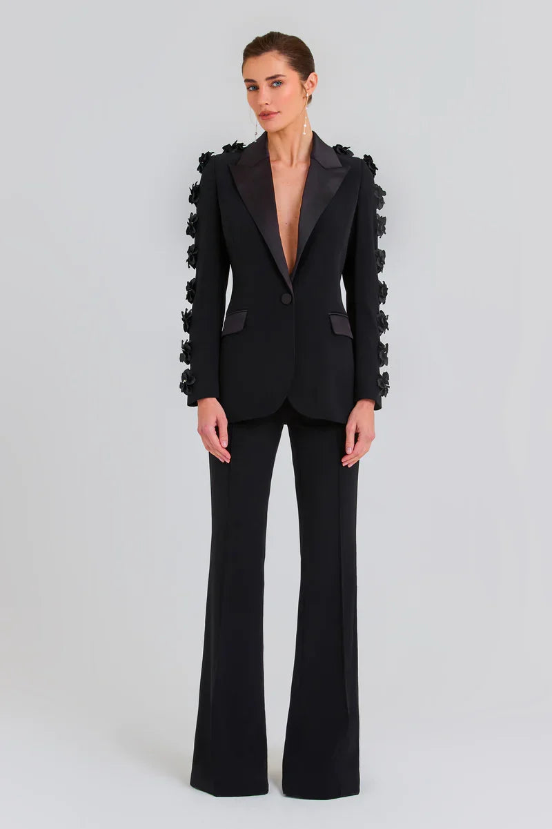 blazer and Pant Set With 3D Flower Suits