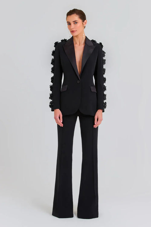 blazer and Pant Set With 3D Flower Suits