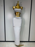 Long White Bandage Skirt Set Dress