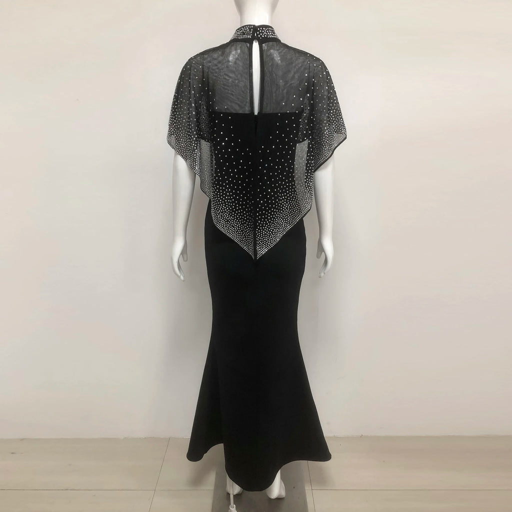 Luxury Black Mermaid Gown with Sparkling Diamond
