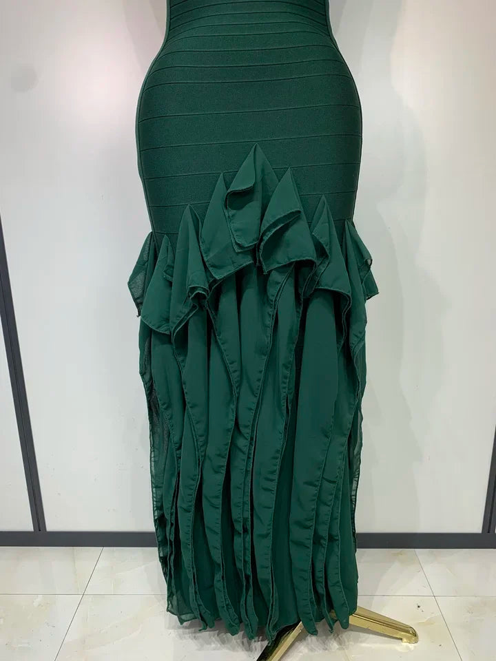 Dark Green Sleeveless Bandage Bodycon Knitted Dress