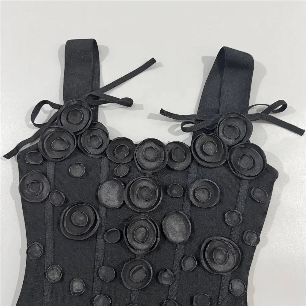 3D Flowers Tassel Bandage Dress