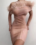 Long-sleeved Hip-wrapping Short Dress