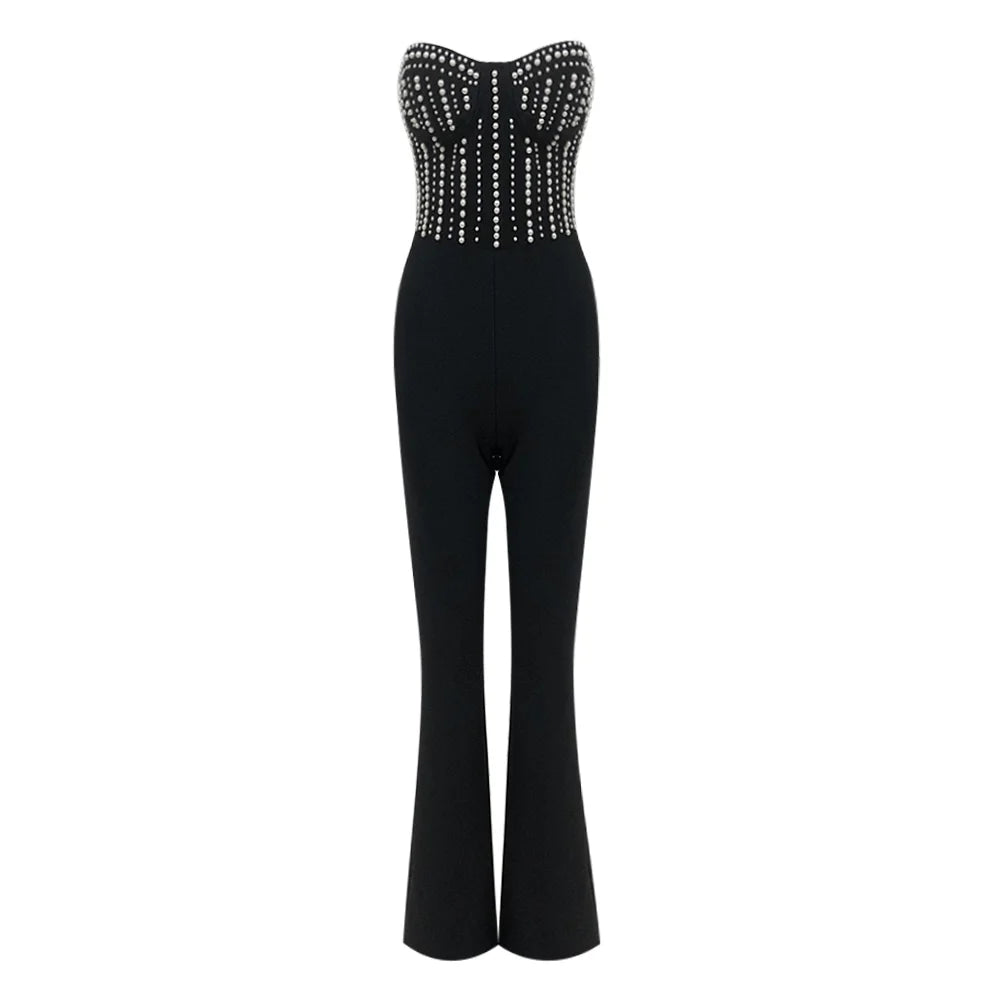 Strapless Pearl Bandage Jumpsuit