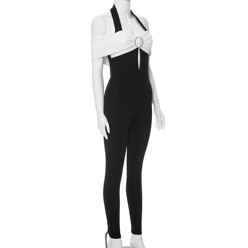 V-neck Backless Evening Dress Jumpsuit