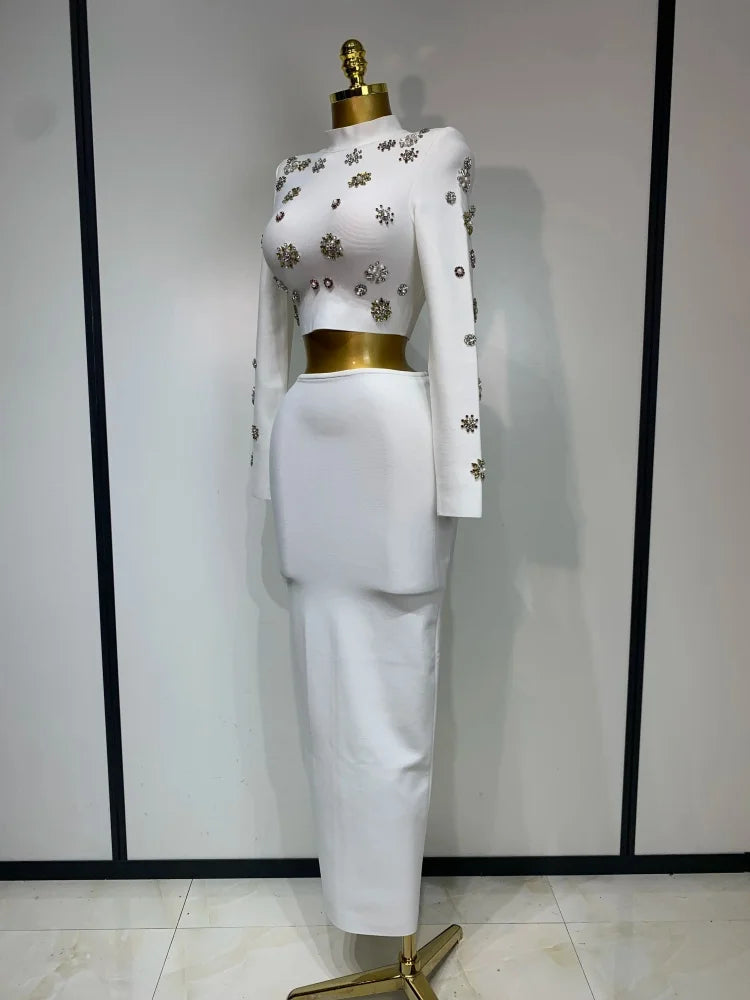 Two Piece Set Sparkly Pearl Diamond