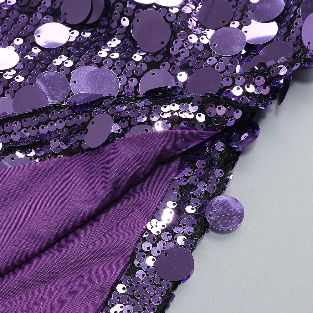 Luxury Purple Sequin Party Dress