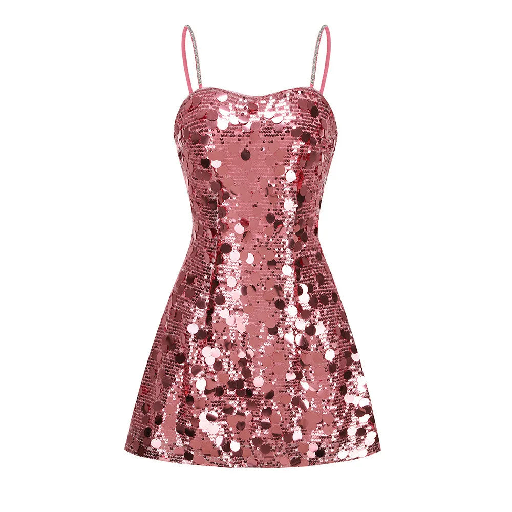 Luxury Purple Sequin Party Dress
