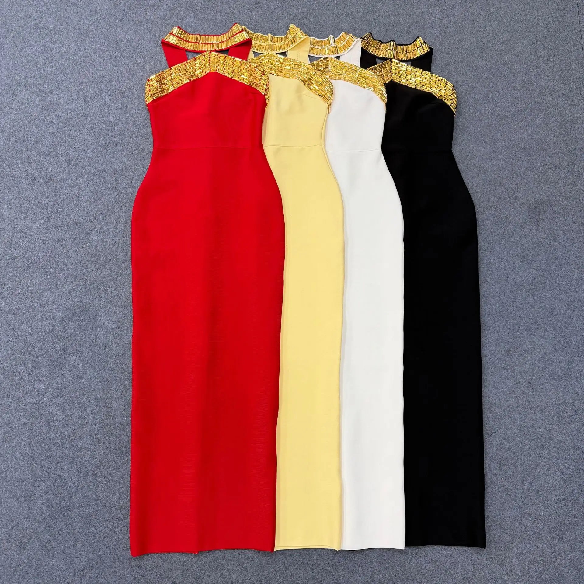Neck Diamond Maxi Dress