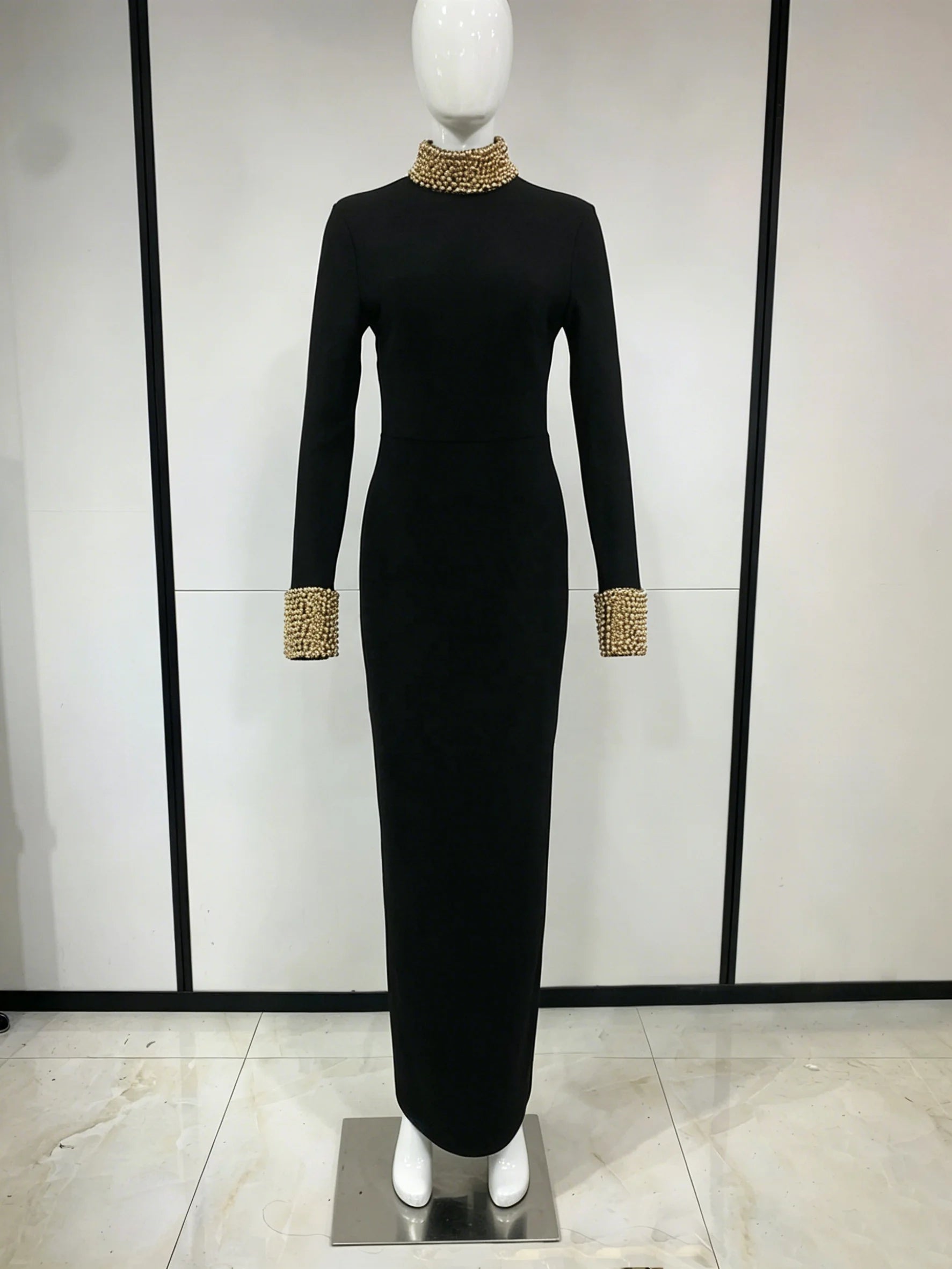 Solid Color Backless Slim Fit Cashmere Maxi Dress