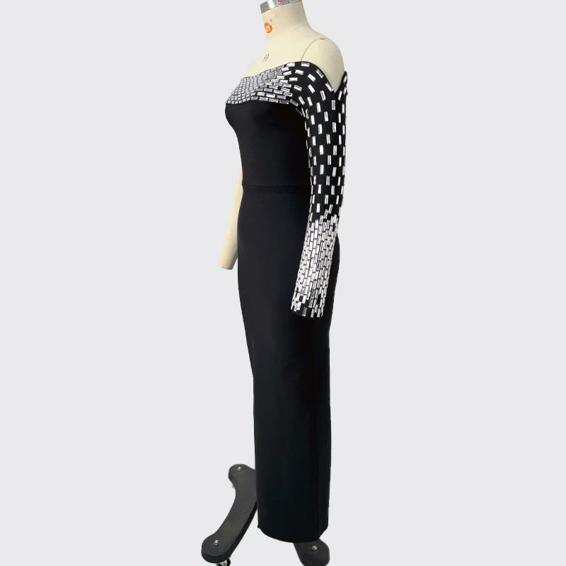 Sexy One Shoulder Crystal Diamonds Bodycon Party Dress