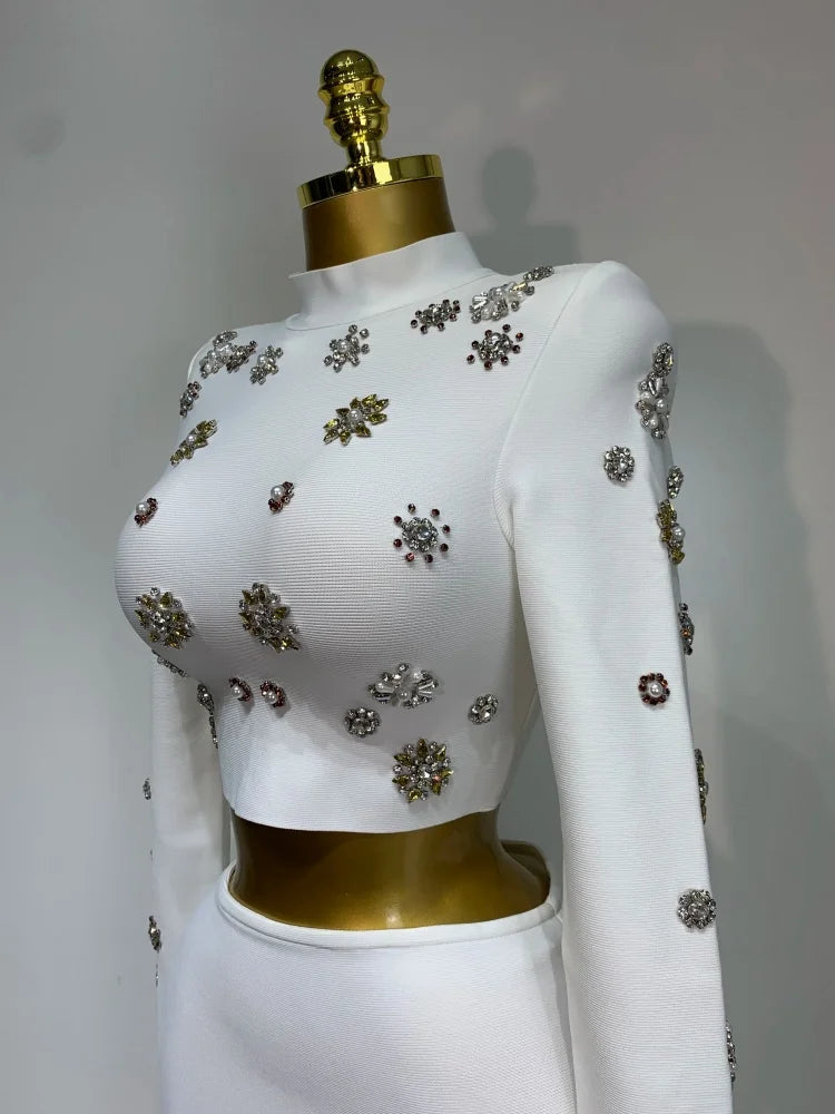 Two Piece Set Sparkly Pearl Diamond