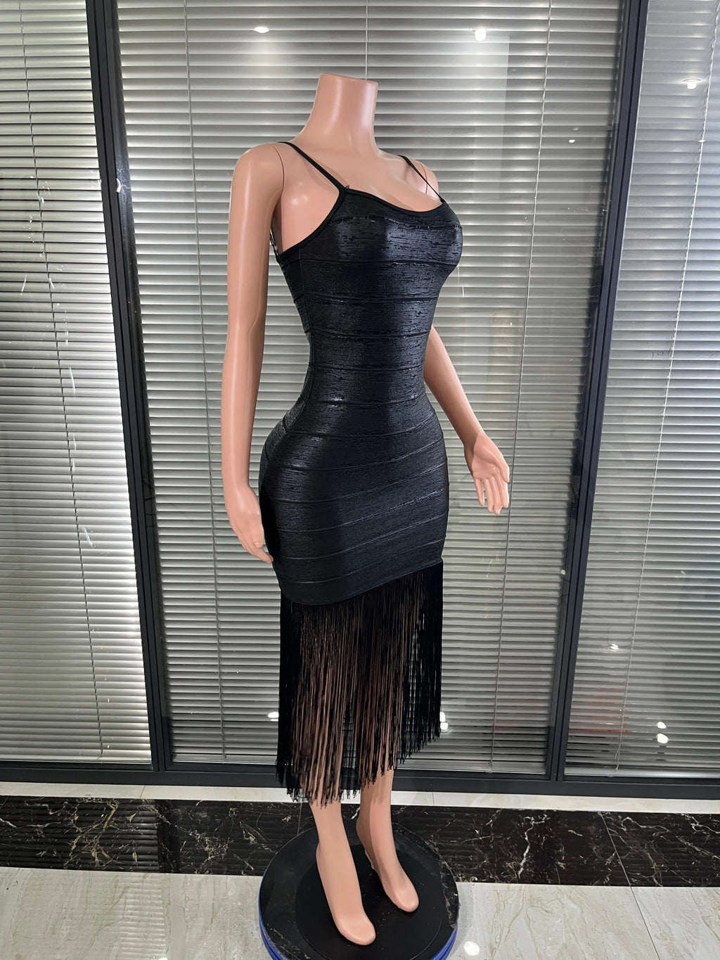 Sexy Black Shiny Bodycon Dress