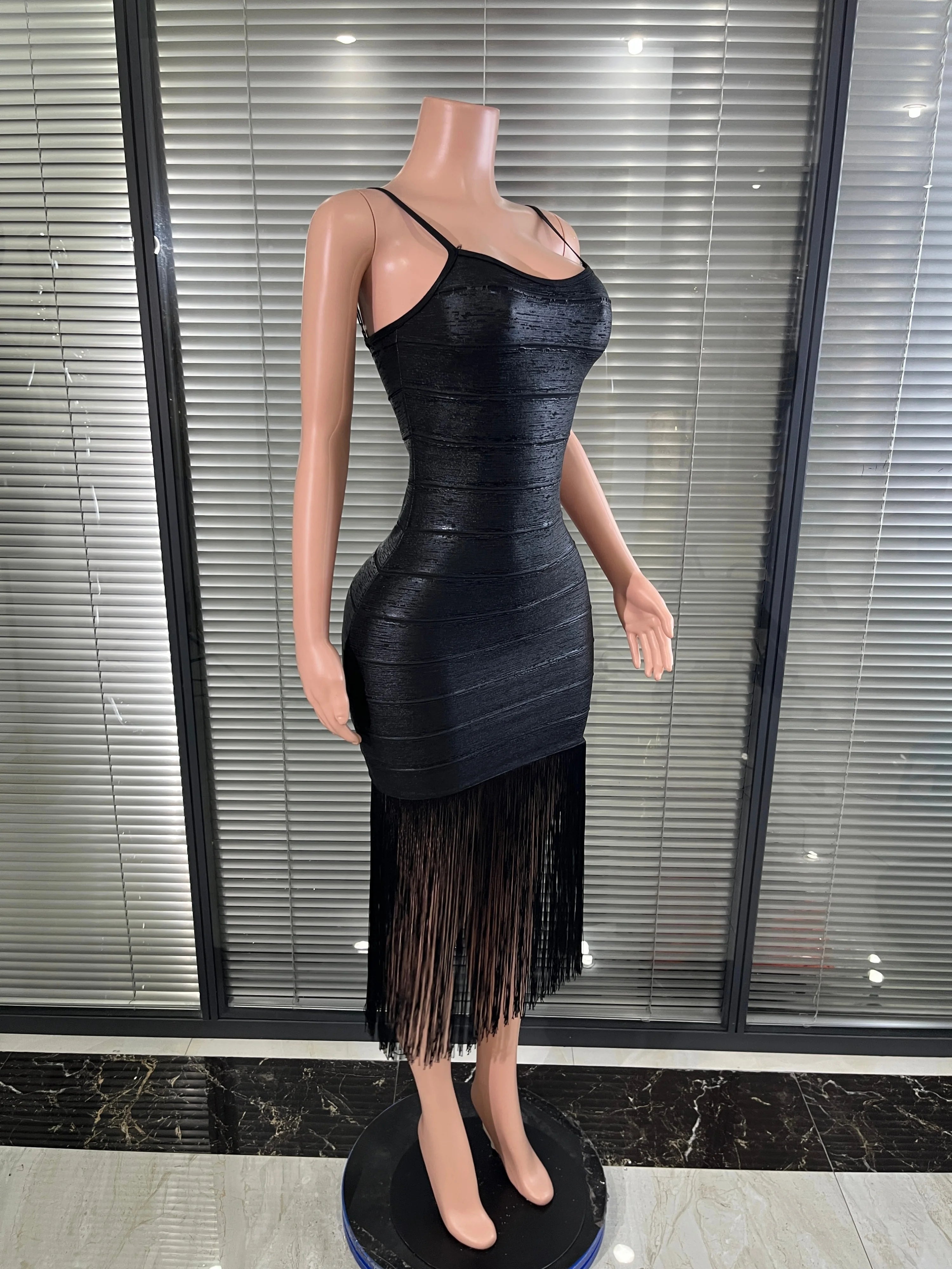 Sexy Black Shiny Bodycon Dress