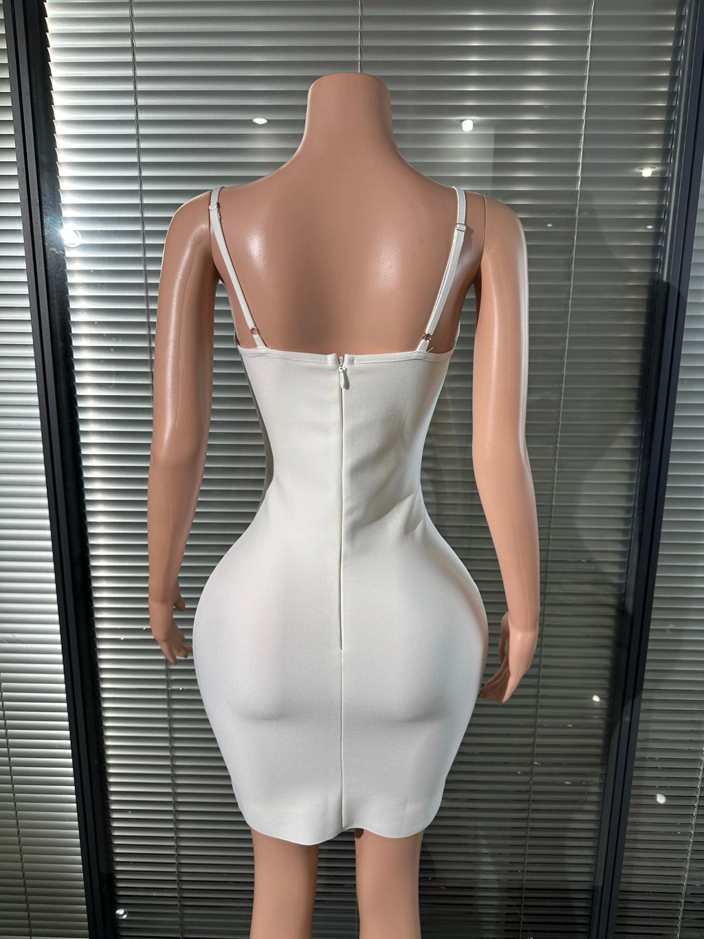 White Silver Rhinestone Embellished Mini Dress