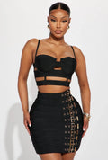Sexy Tops Belt Pencil Skirts Set Nightclub Party  Women's Set