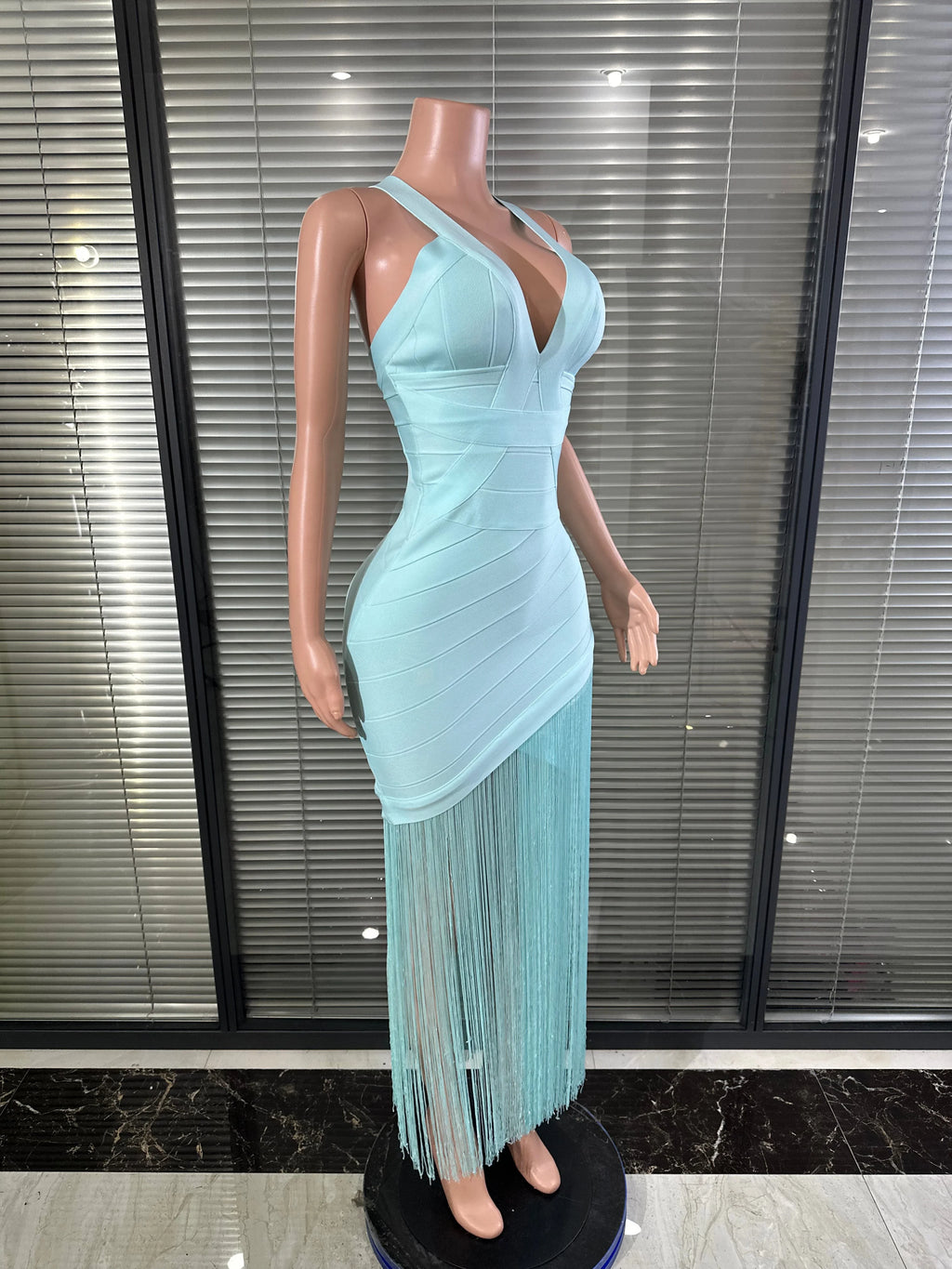 Elegant Light Blue  Midi Dress