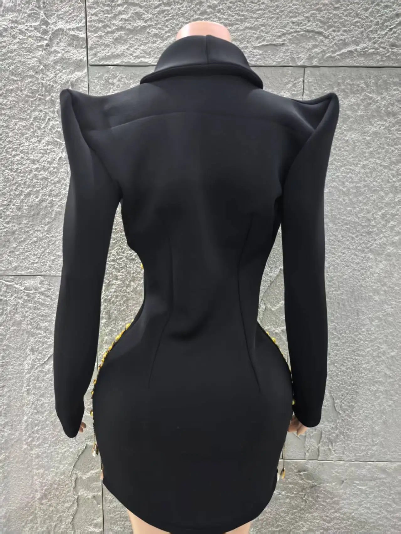 Long Sleeve Sexy Deep V-Neck Bodycon Blazer Dress