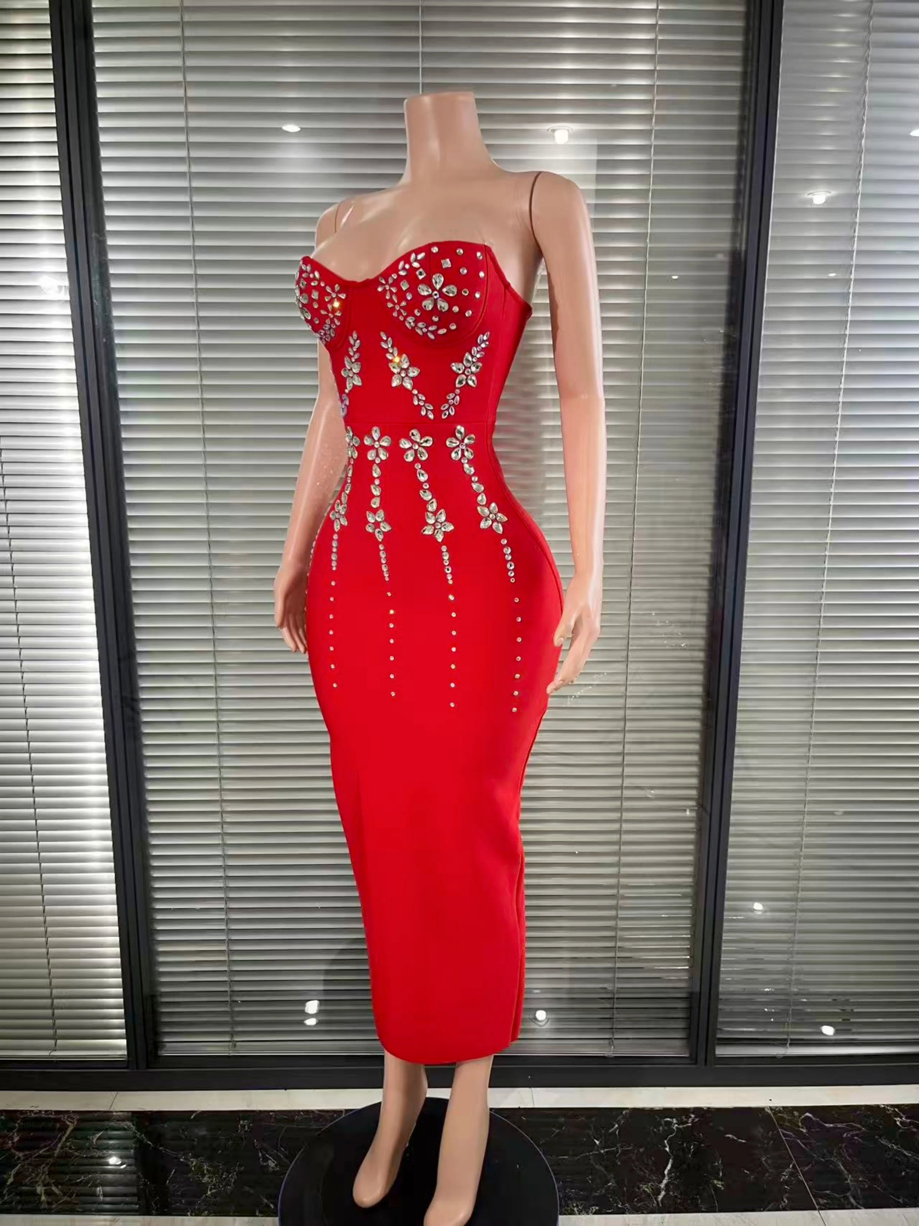 Shinning Diamond Bodycon Long Dress