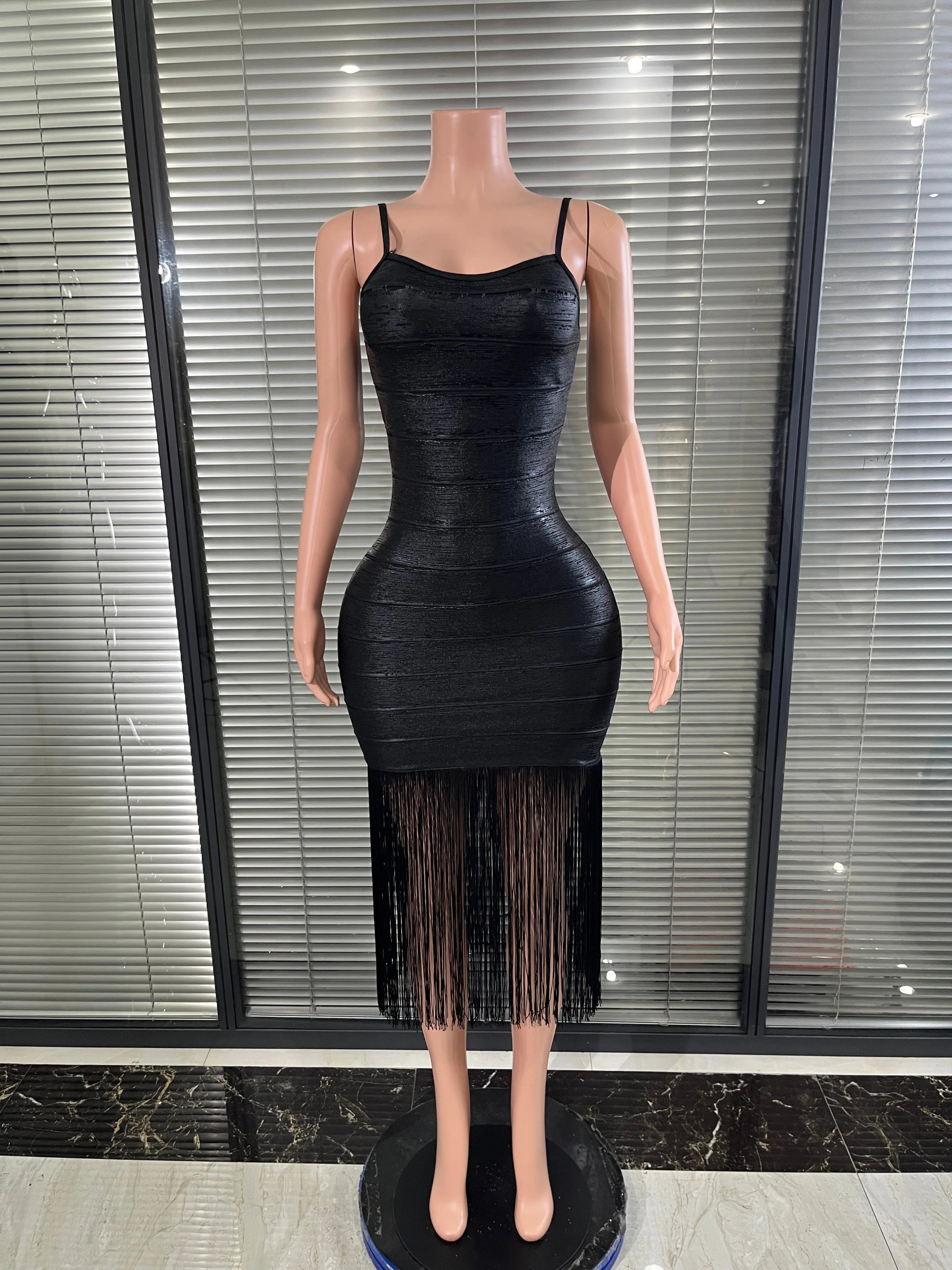 Sexy Black Shiny Bodycon Dress