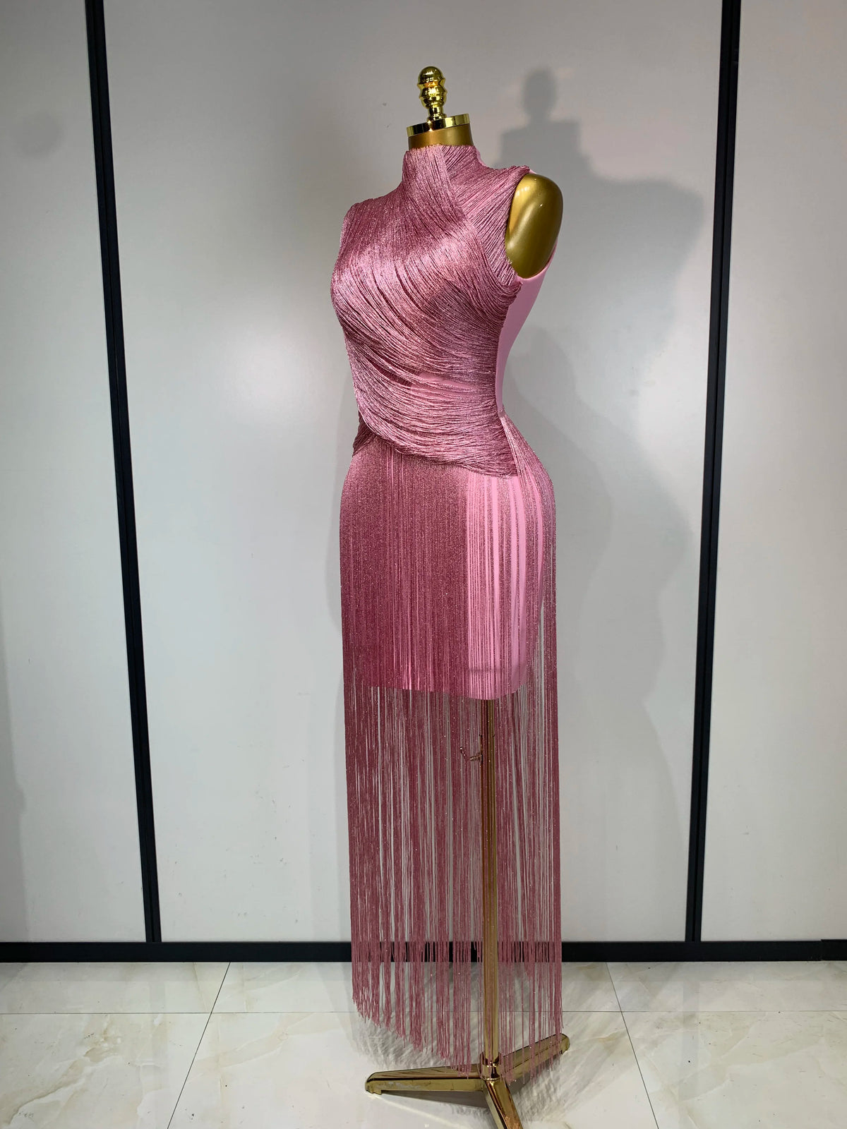 Sexy Sleeveless Pink Sky Blue Tassel Bandage Dress