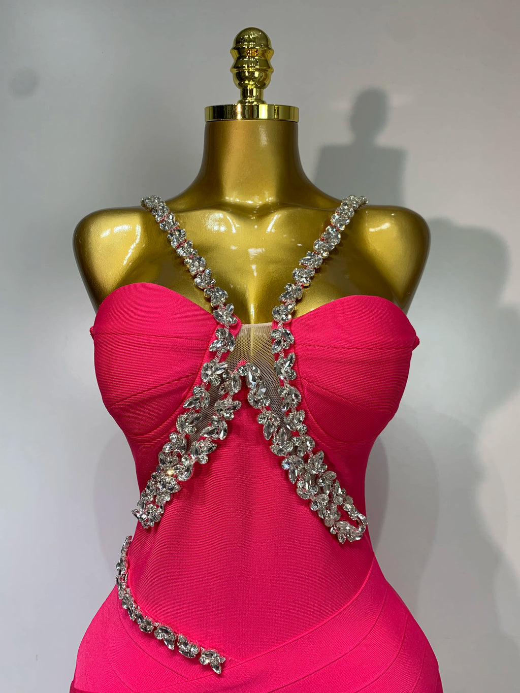 Women Sexy Backless Shinning Crystal Bodycon Long Dress