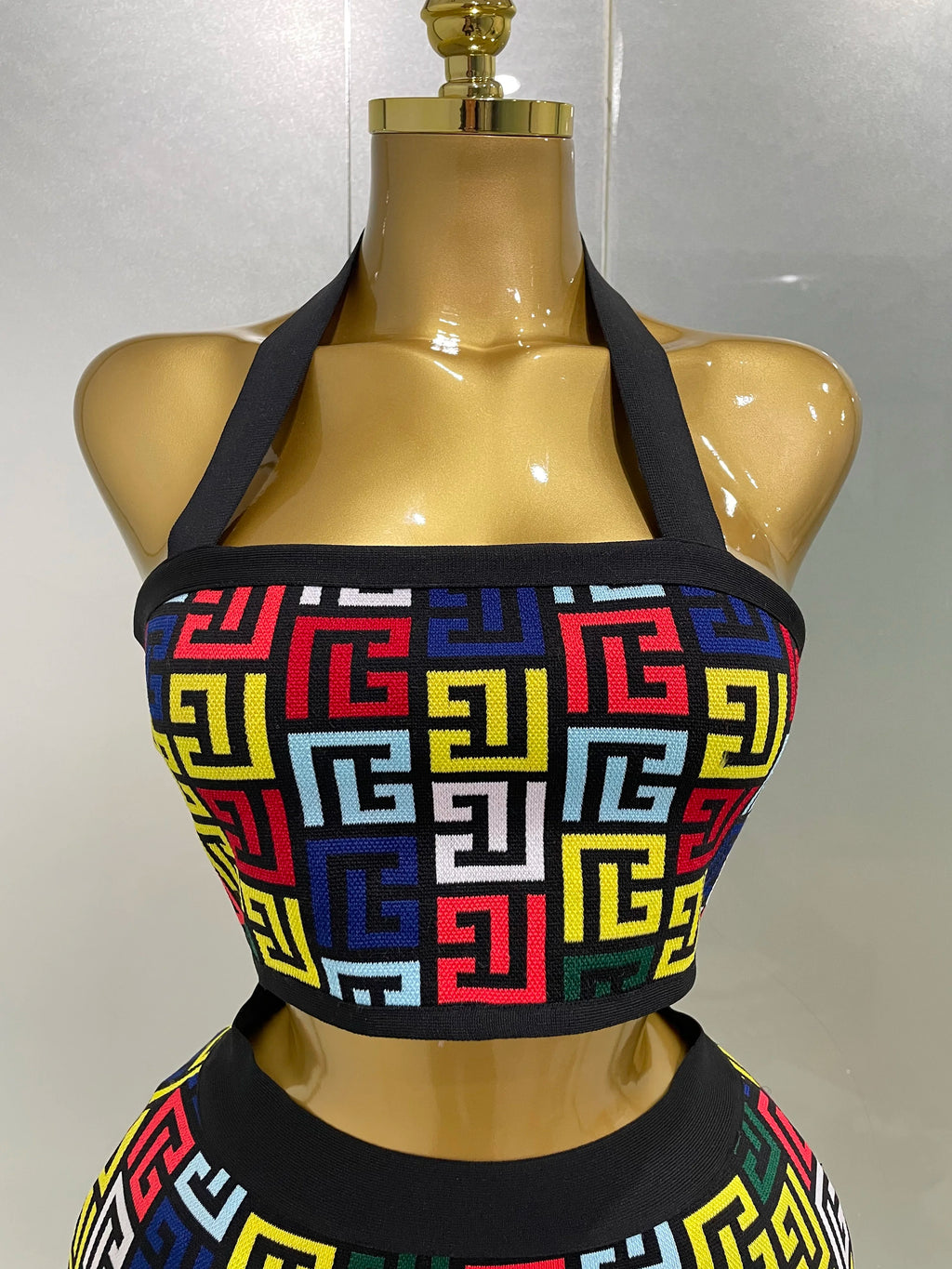 Two Piece Mini Skirt Bandage Set Evening Party Women's Set