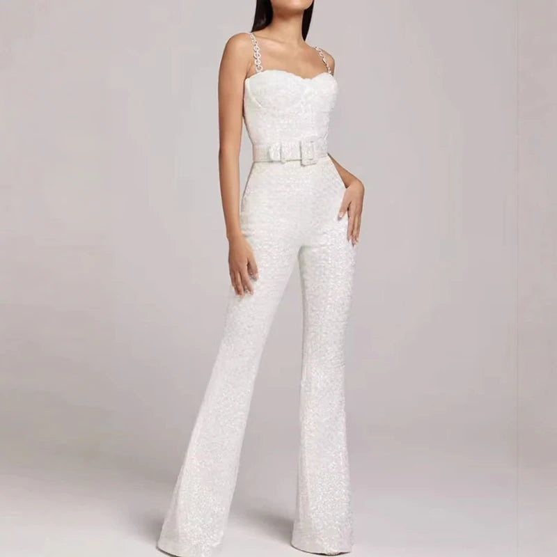 Sexy Off Shoulder High Waist Long Pants Jumpsuit