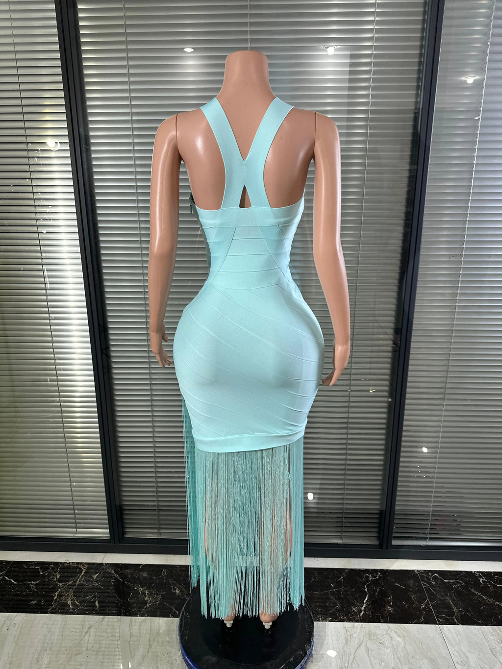 Elegant Light Blue  Midi Dress