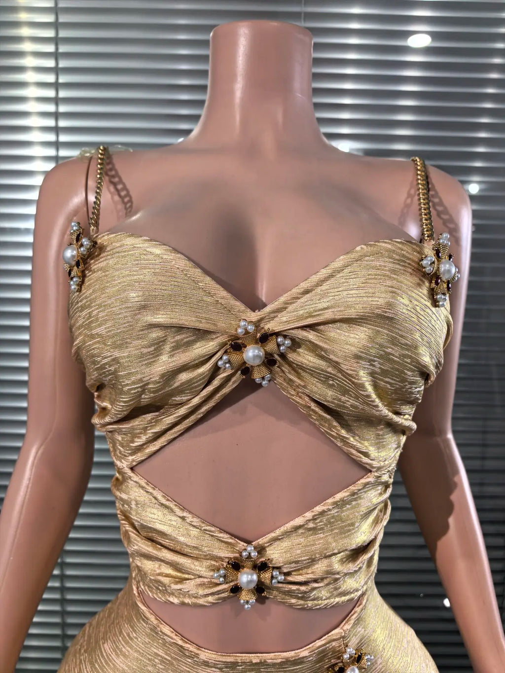 Golden Foil Color Party Dress