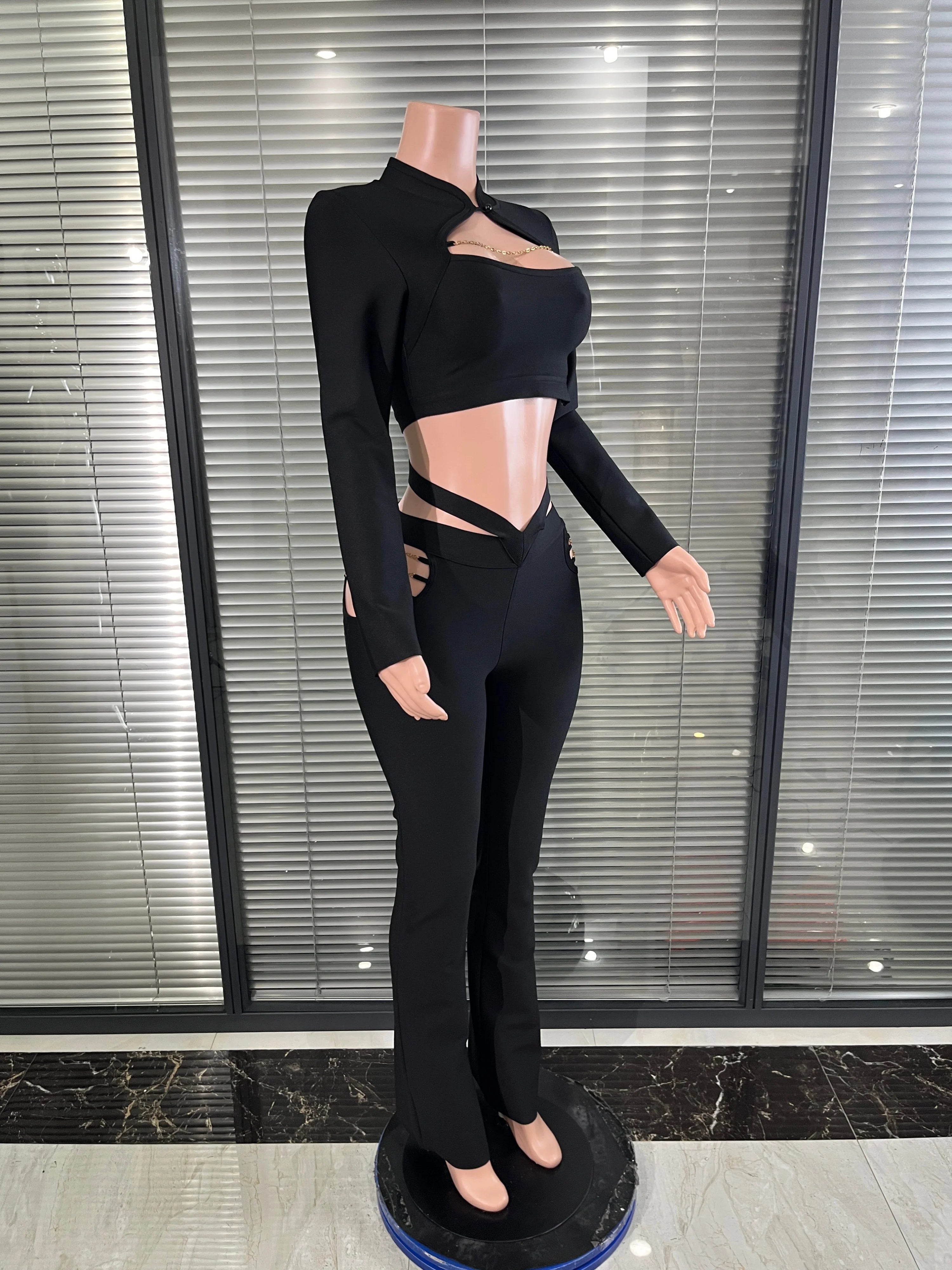 Two-Piece with Chain Fashion Cocktail Party Women's Set