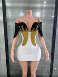 Sparkly Golden Rhinestone Mini Dress