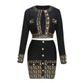 Long Sleeve Button Sexy Bodycon Skirts Coat Set