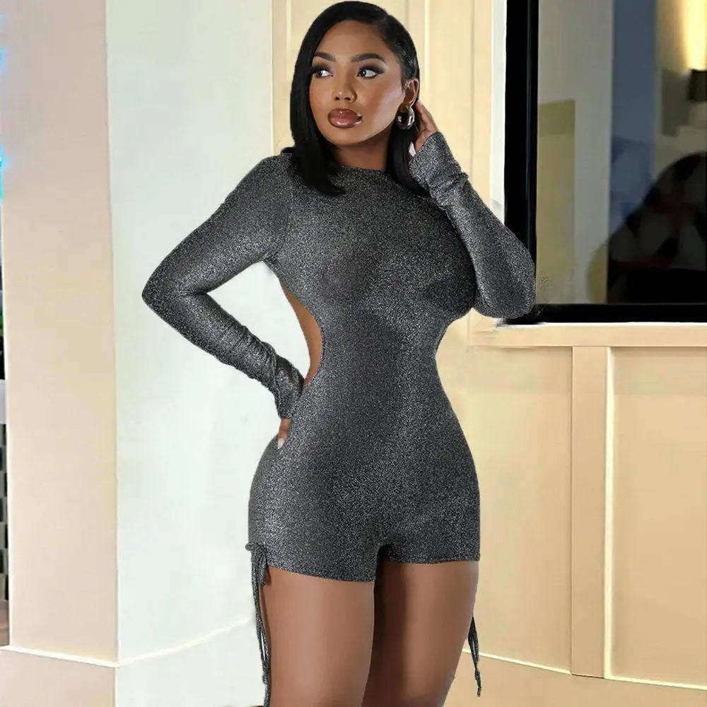 Sexy Silver Thread One-Piece Suit