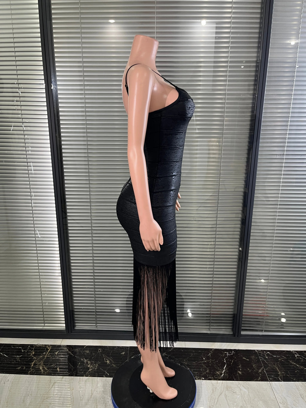 Sexy Black Shiny Bodycon Dress