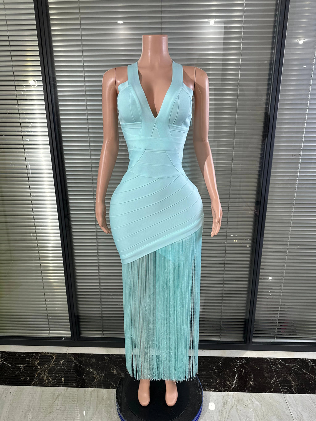 Elegant Light Blue  Midi Dress