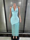 Elegant Light Blue  Midi Dress
