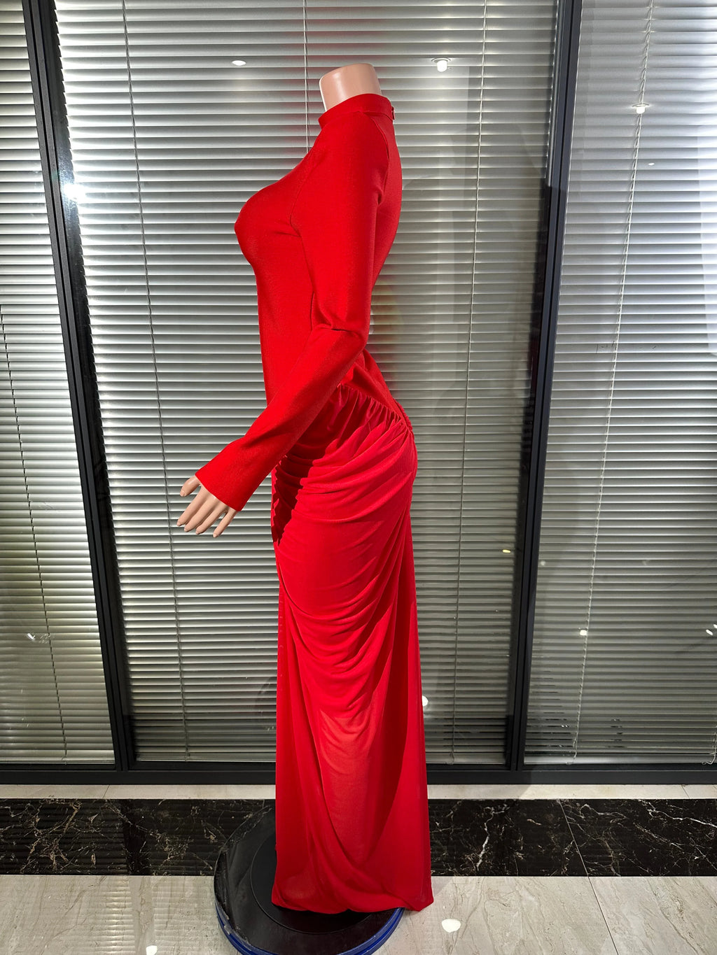 Glamorous Turtleneck Backless Hollow Long Sleeve Dress