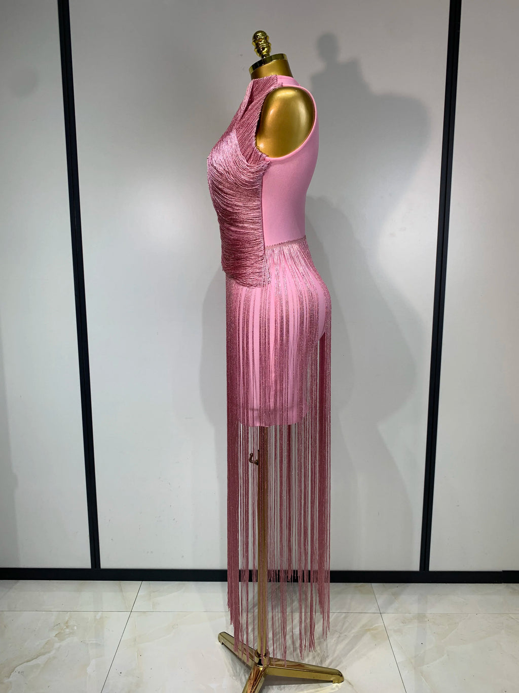 Sexy Sleeveless Pink Sky Blue Tassel Bandage Dress