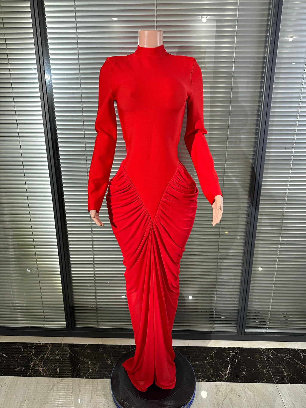 Glamorous Turtleneck Backless Hollow Long Sleeve Dress