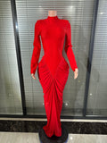 Glamorous Turtleneck Backless Hollow Long Sleeve Dress