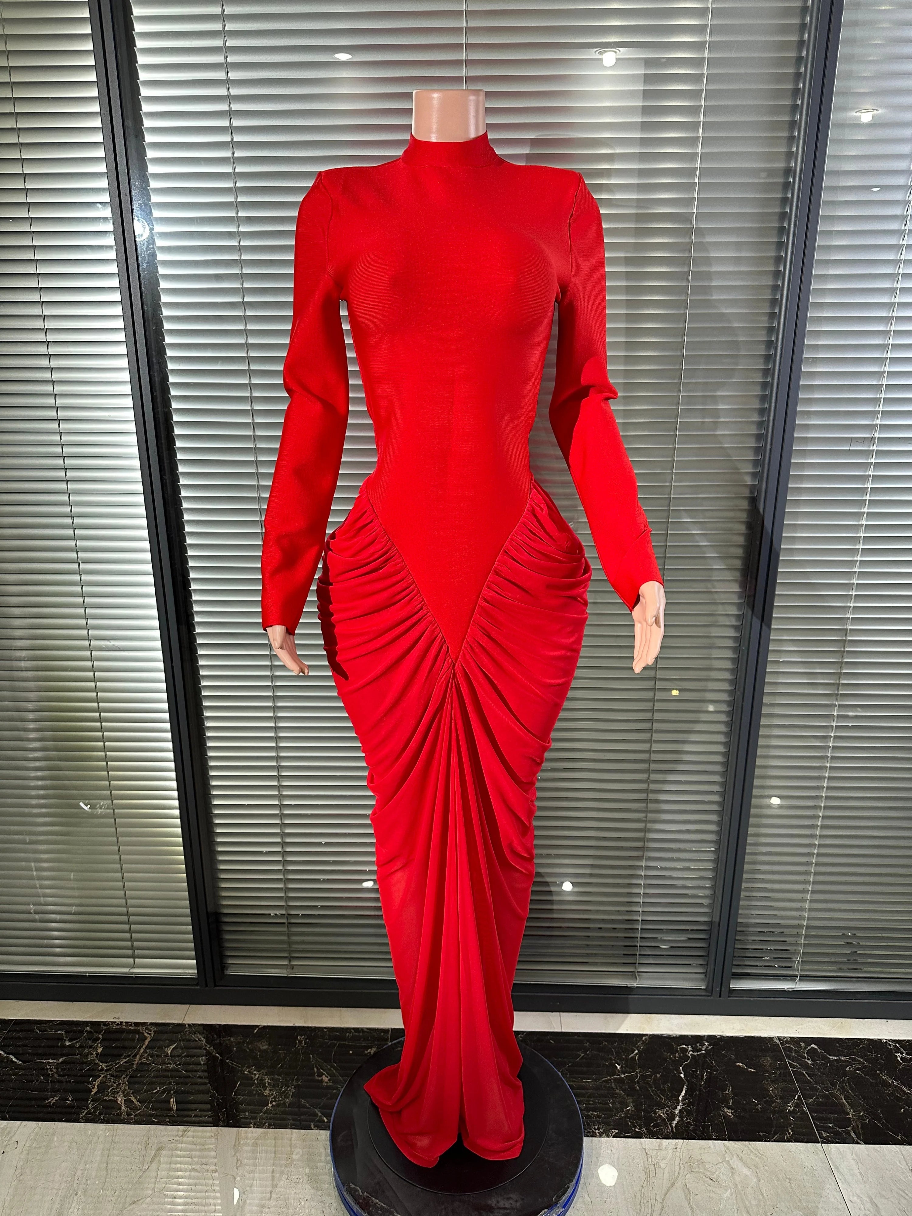 Glamorous Turtleneck Backless Hollow Long Sleeve Dress