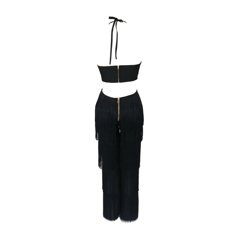 Sexy Tassel Halter Bandage Jumpsuits