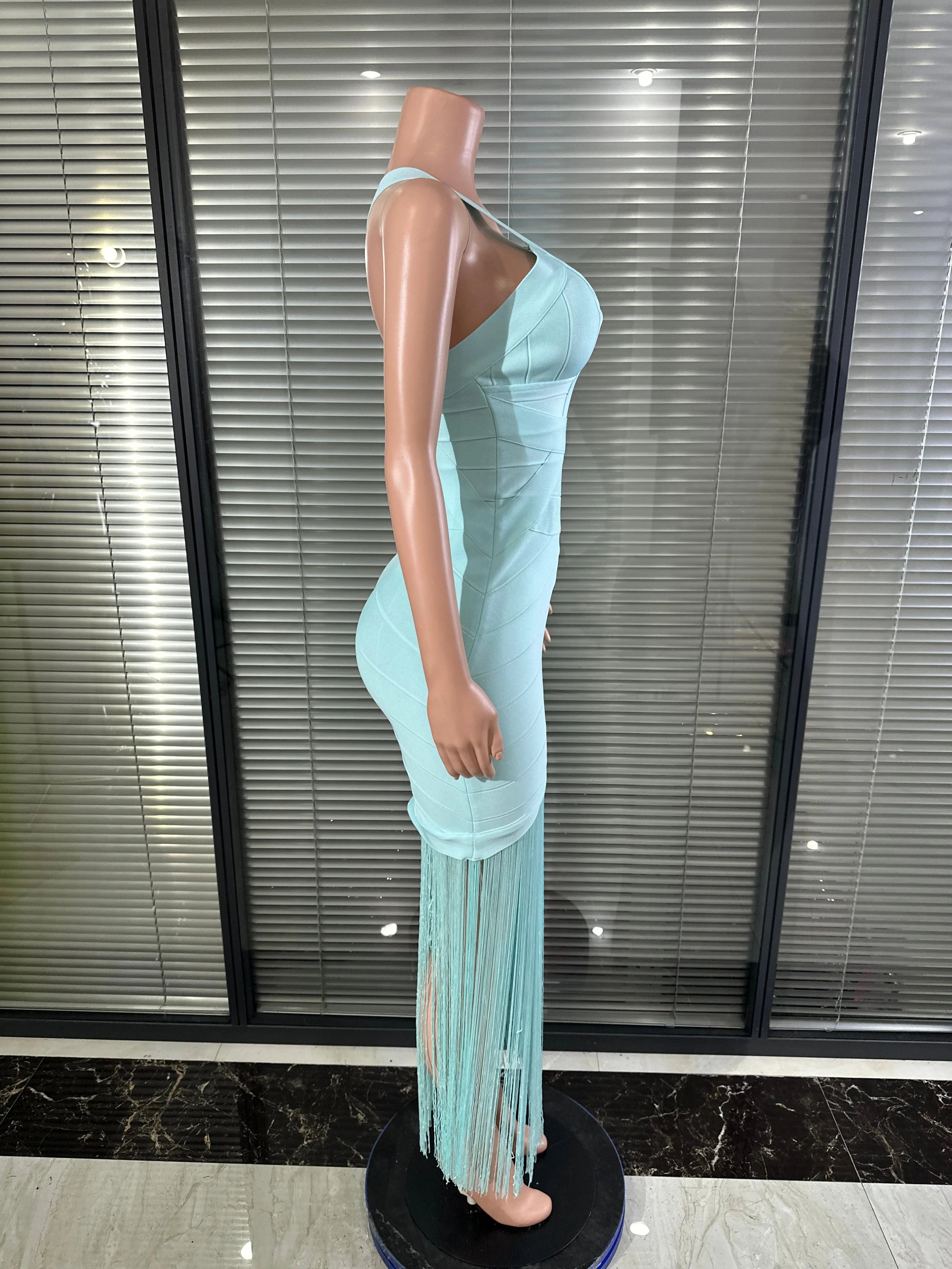 Elegant Light Blue  Midi Dress
