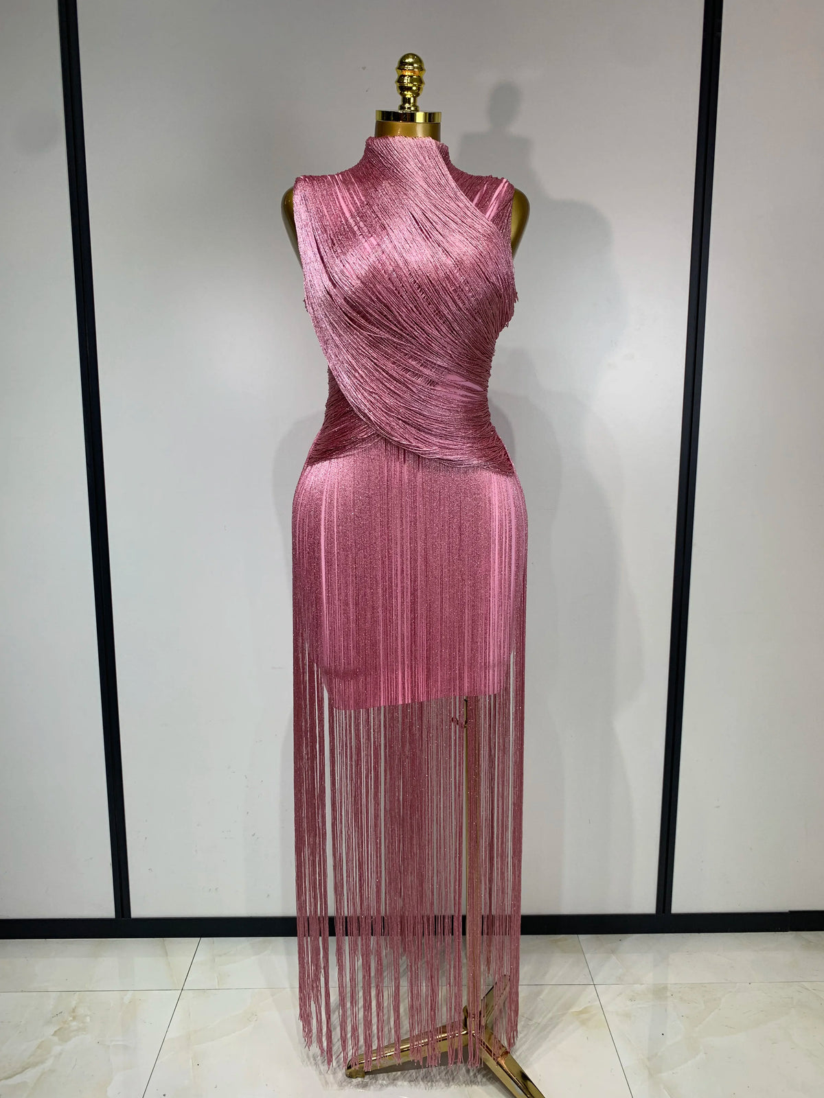 Sexy Sleeveless Pink Sky Blue Tassel Bandage Dress