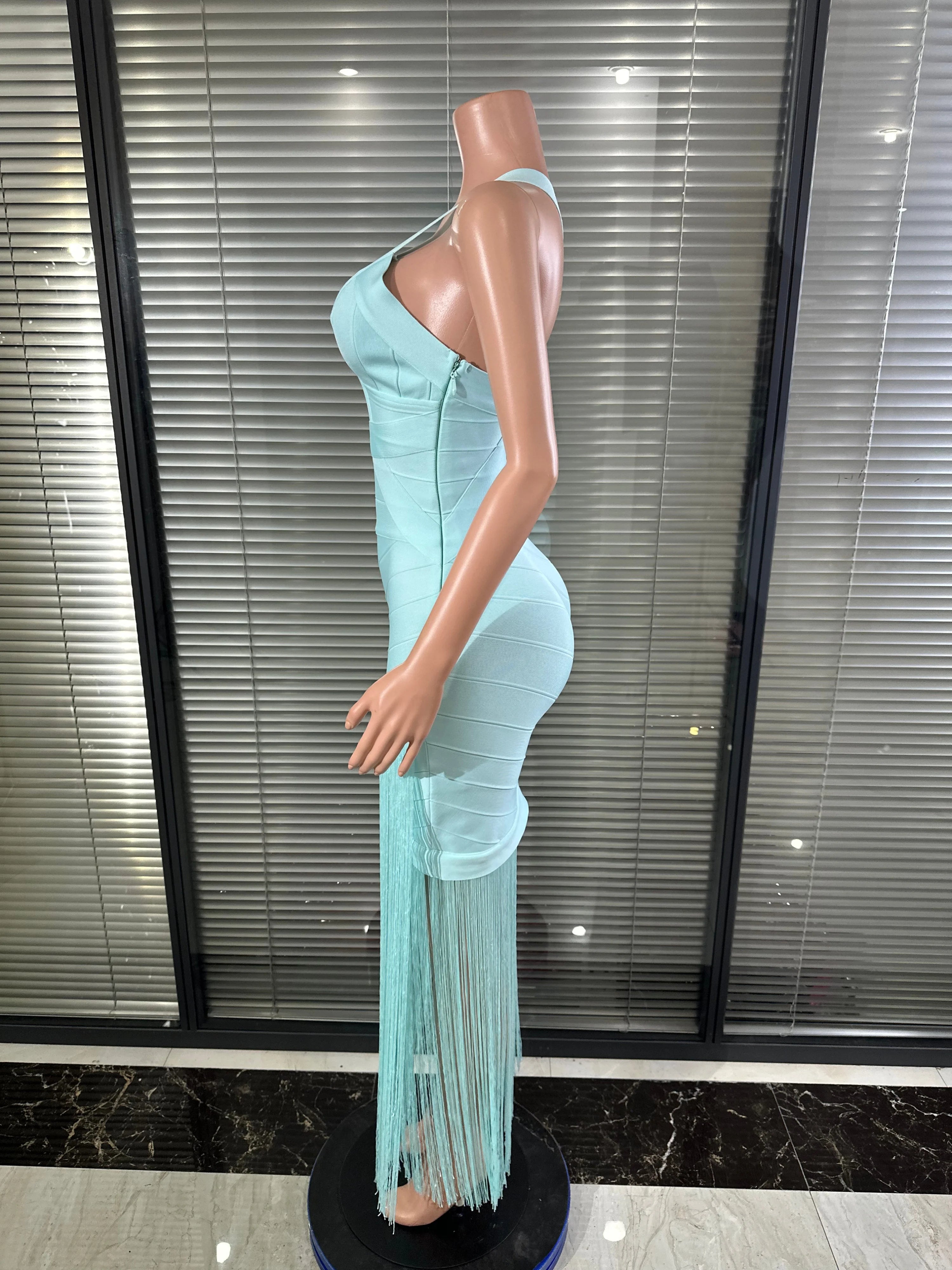 Elegant Light Blue  Midi Dress
